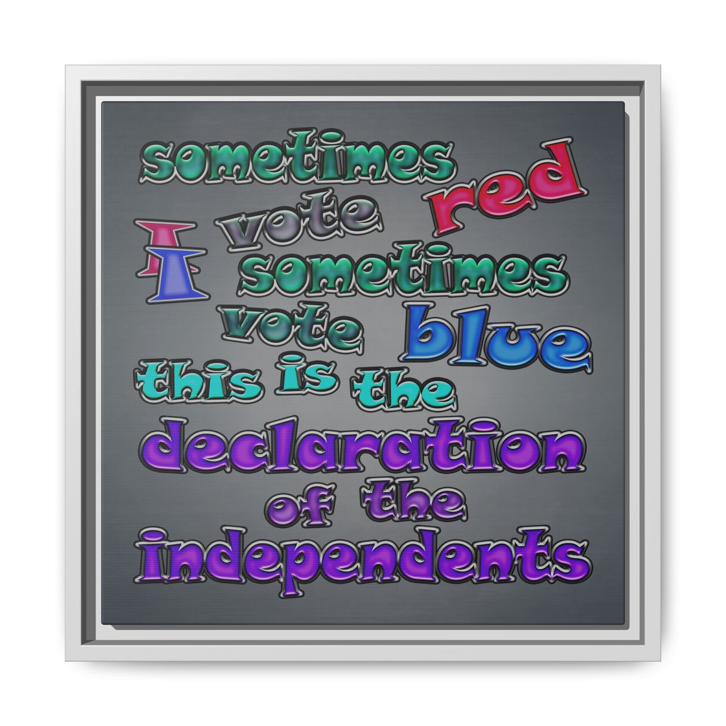 declaration of the independents - framed canvas art (grey-light grey)
