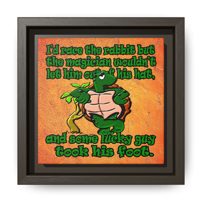 turtle race - framed canvas art (burnt orange)
