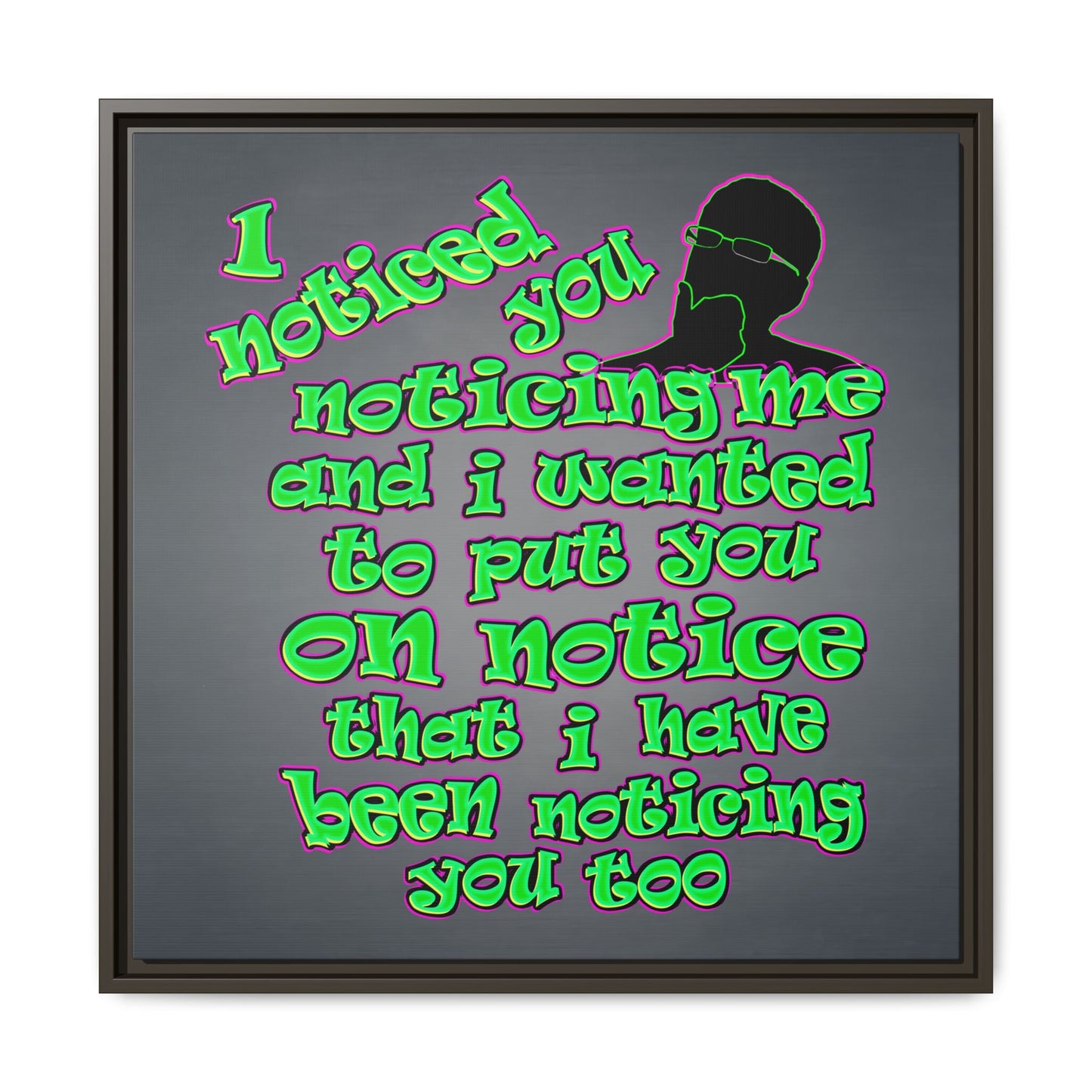 noticed you noticing - framed canvas art (grey-light grey)