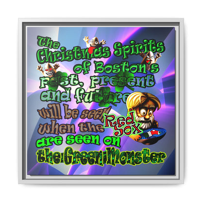 christmas spirits of boston - framed canvas art (grey-pink wave)
