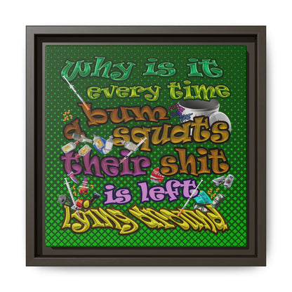 the bum's shit - framed canvas art (logo green)