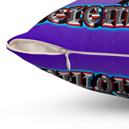 em cee squared - Spun Polyester Square Pillow - (purple-pink wave)