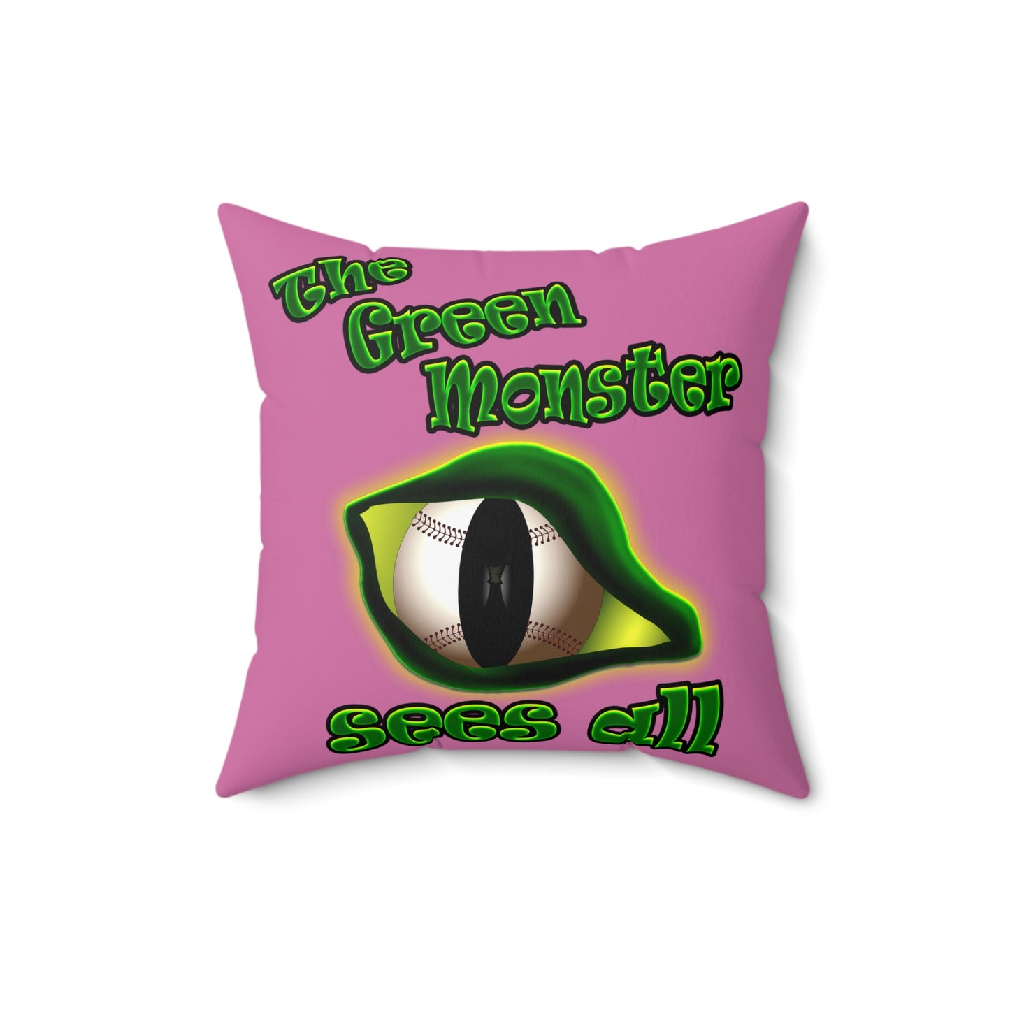 green monster - Spun Polyester Square Pillow - (light pink)
