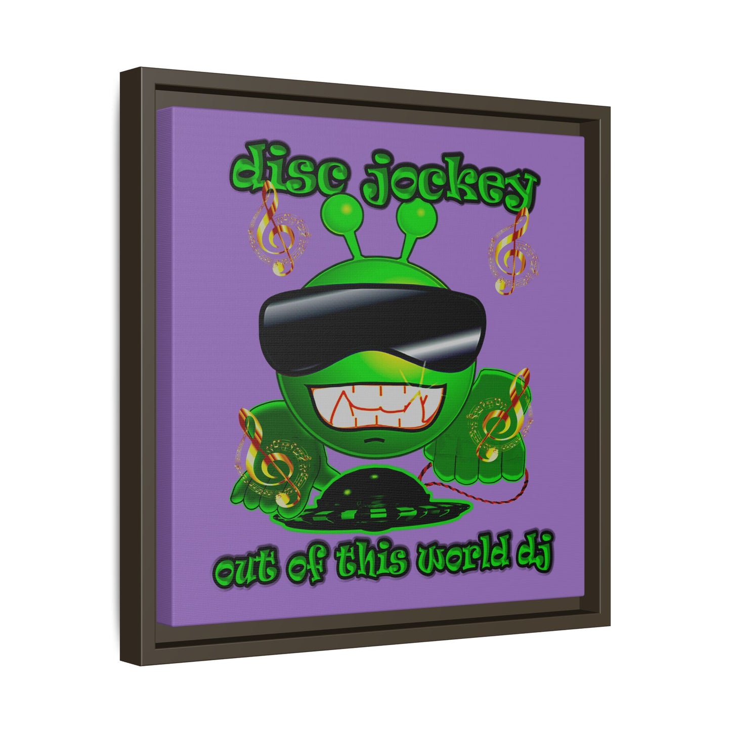 disc jockey - framed canvas art (light purple)