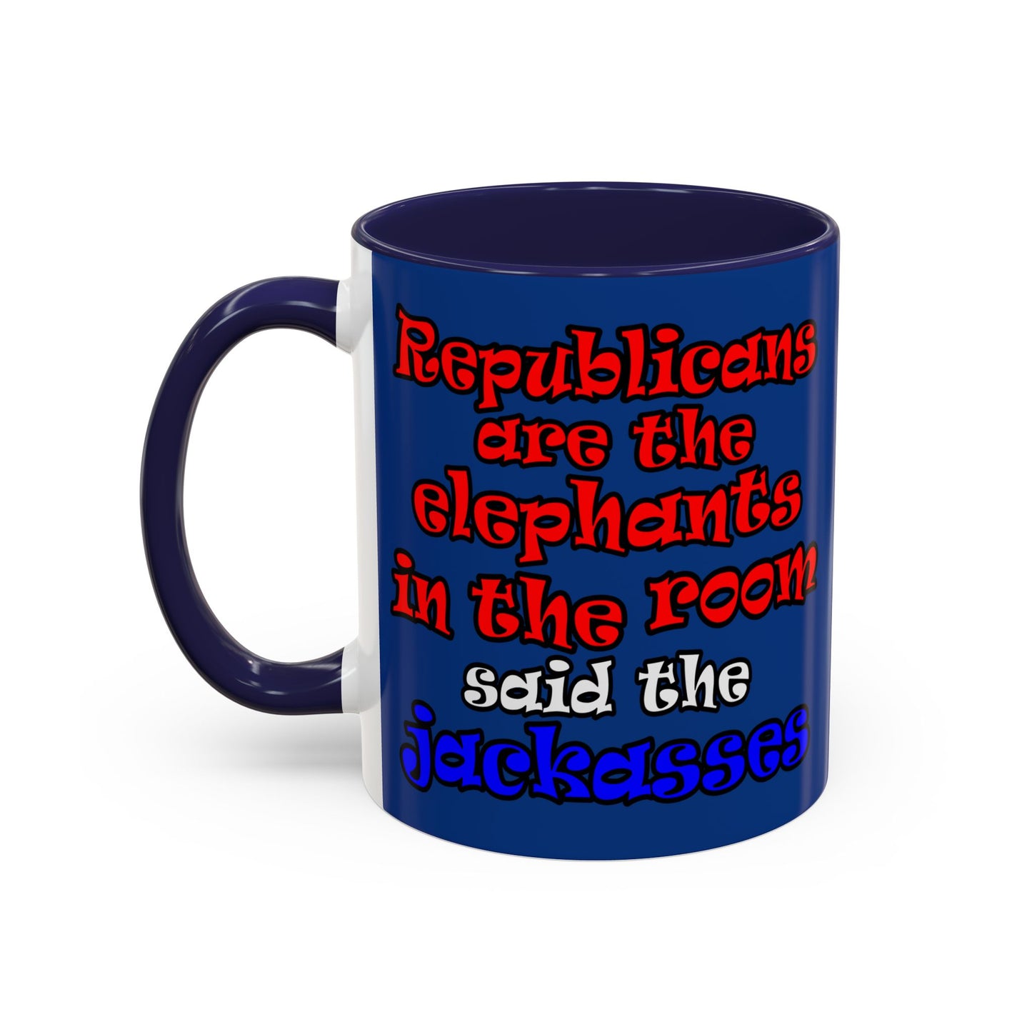 donkeys and elephants - Accent Mug (dark blue)
