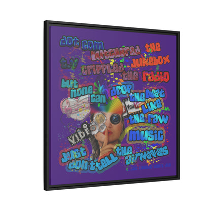 drop the beat - framed canvas art (purple)