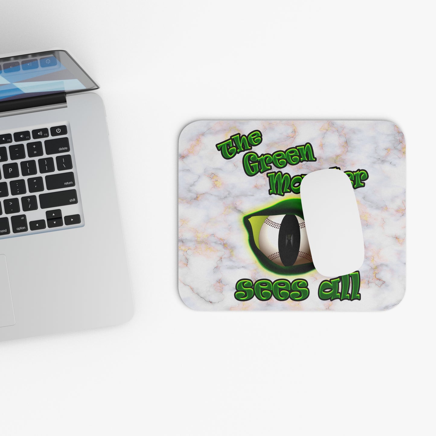 green monster - Mouse Pad (Rectangle) (white marble)