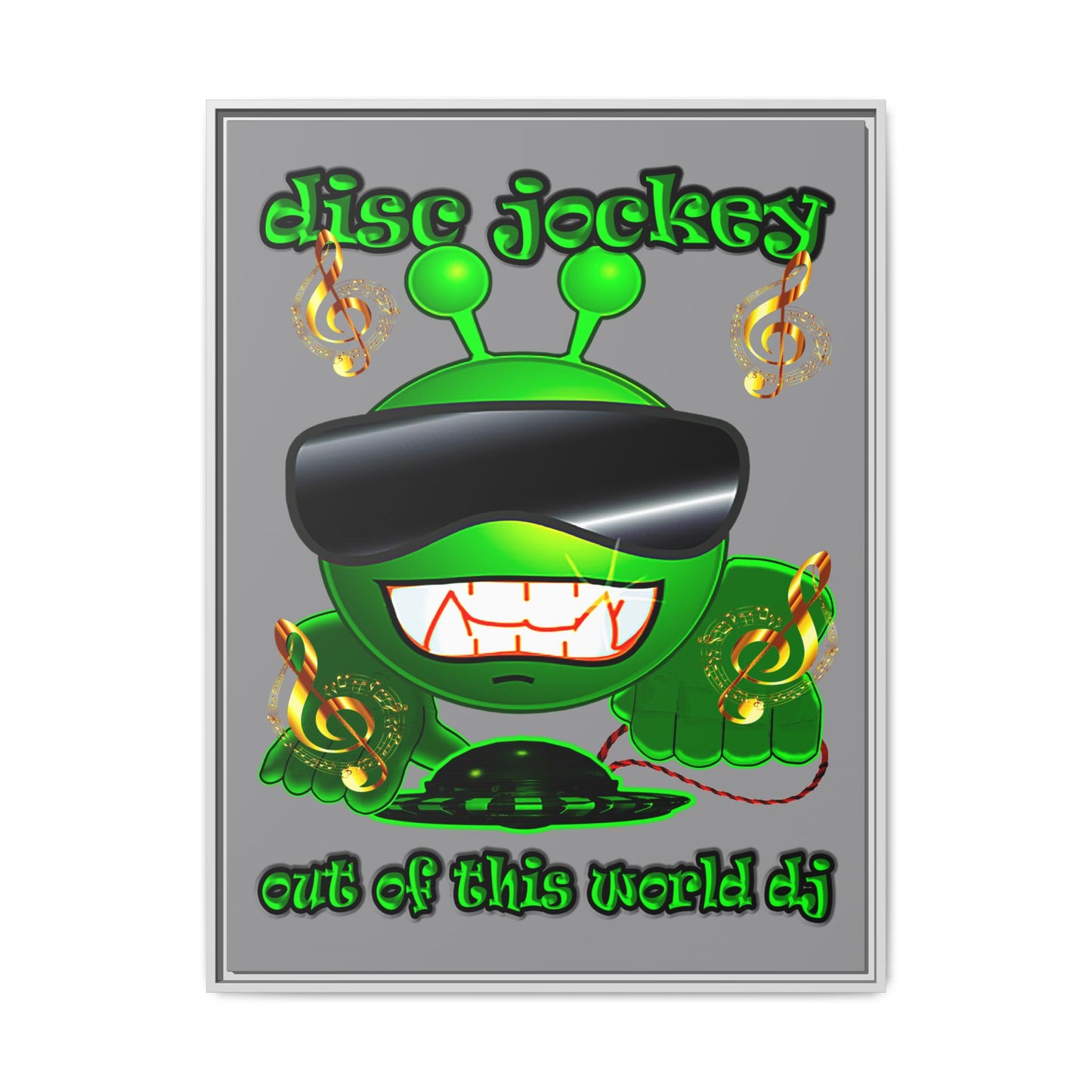 disc jockey - framed canvas art (grey)