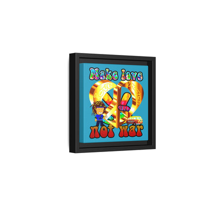 love peace - framed canvas art (turquoise)
