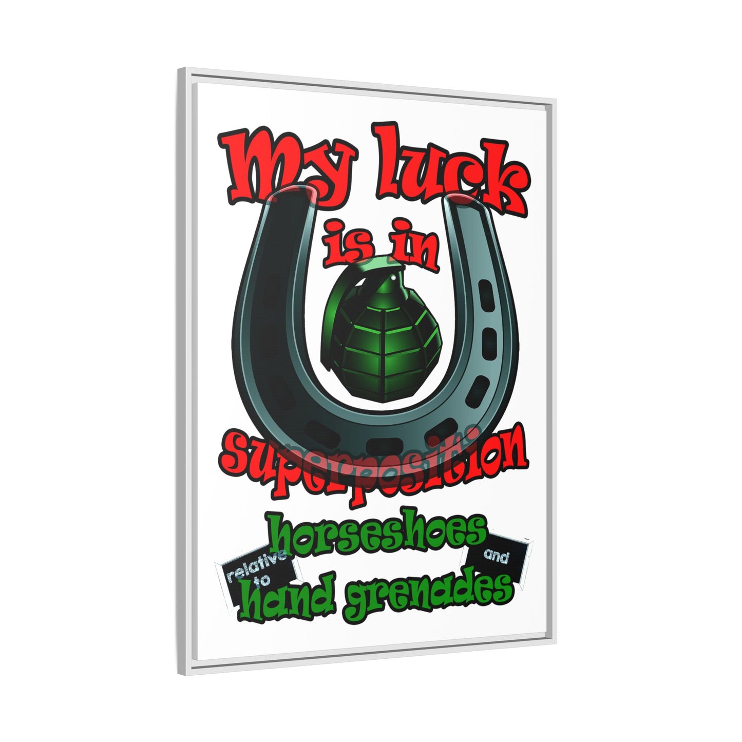 my luck - framed canvas art (white)