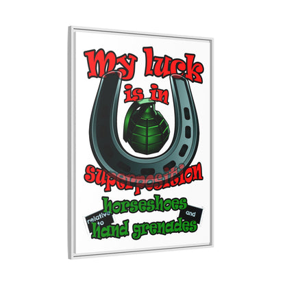 my luck - framed canvas art (white)