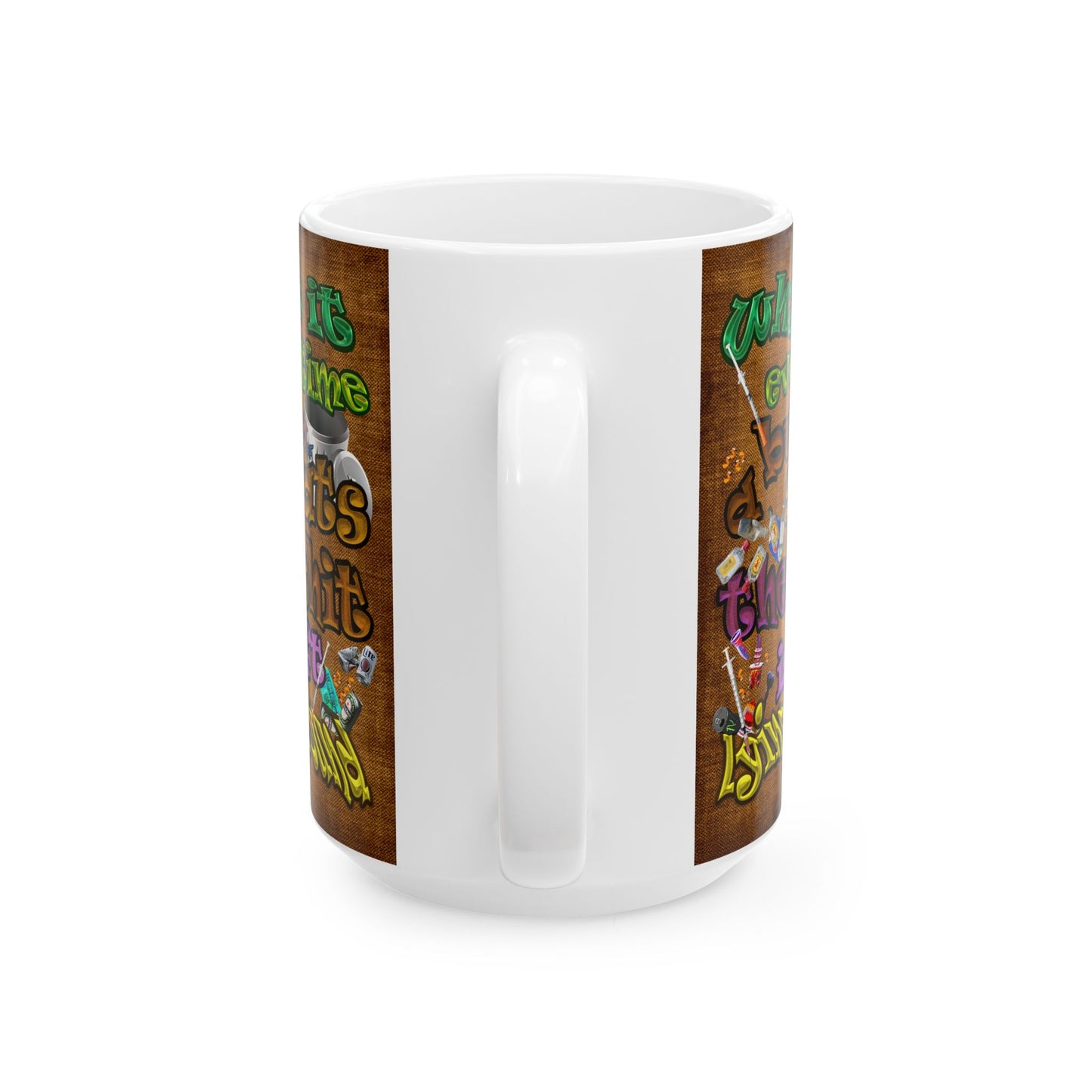 the bum's shit - White Mug (brown papyrus)