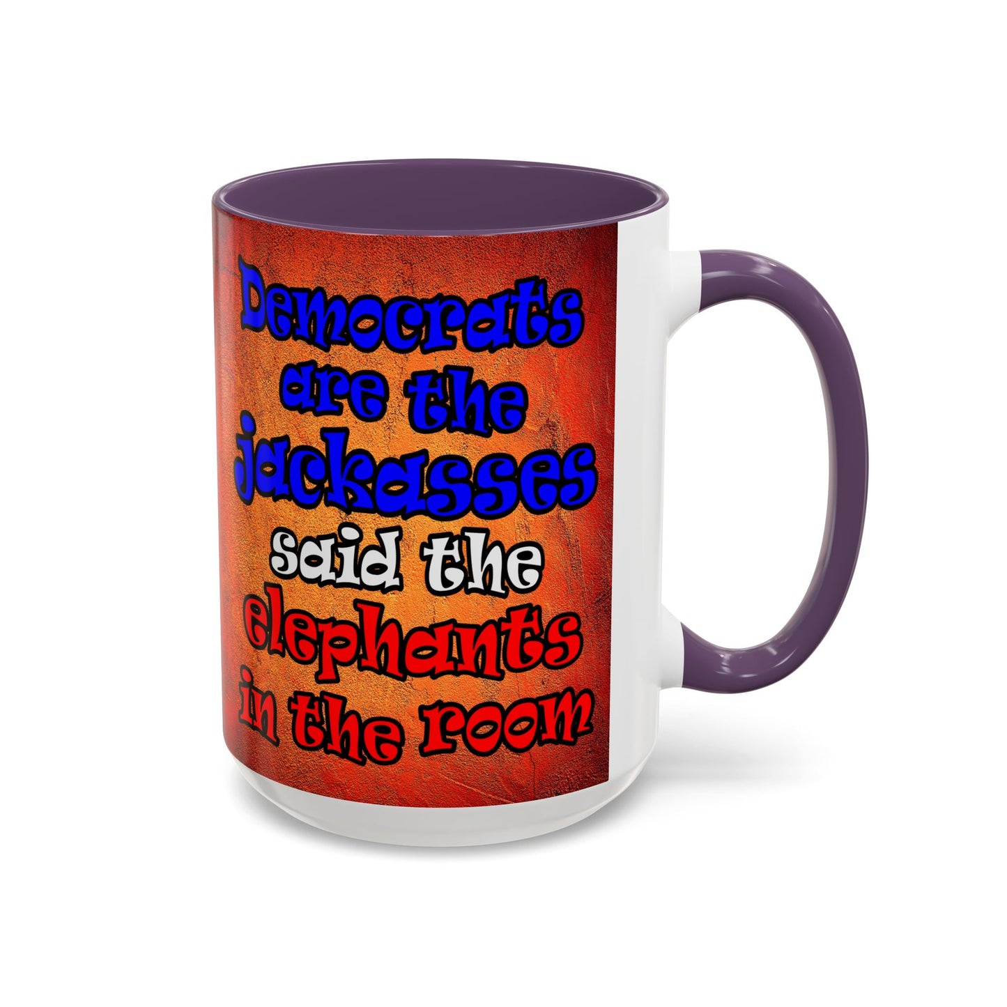 donkeys and elephants - Accent Mug (burnt orange)