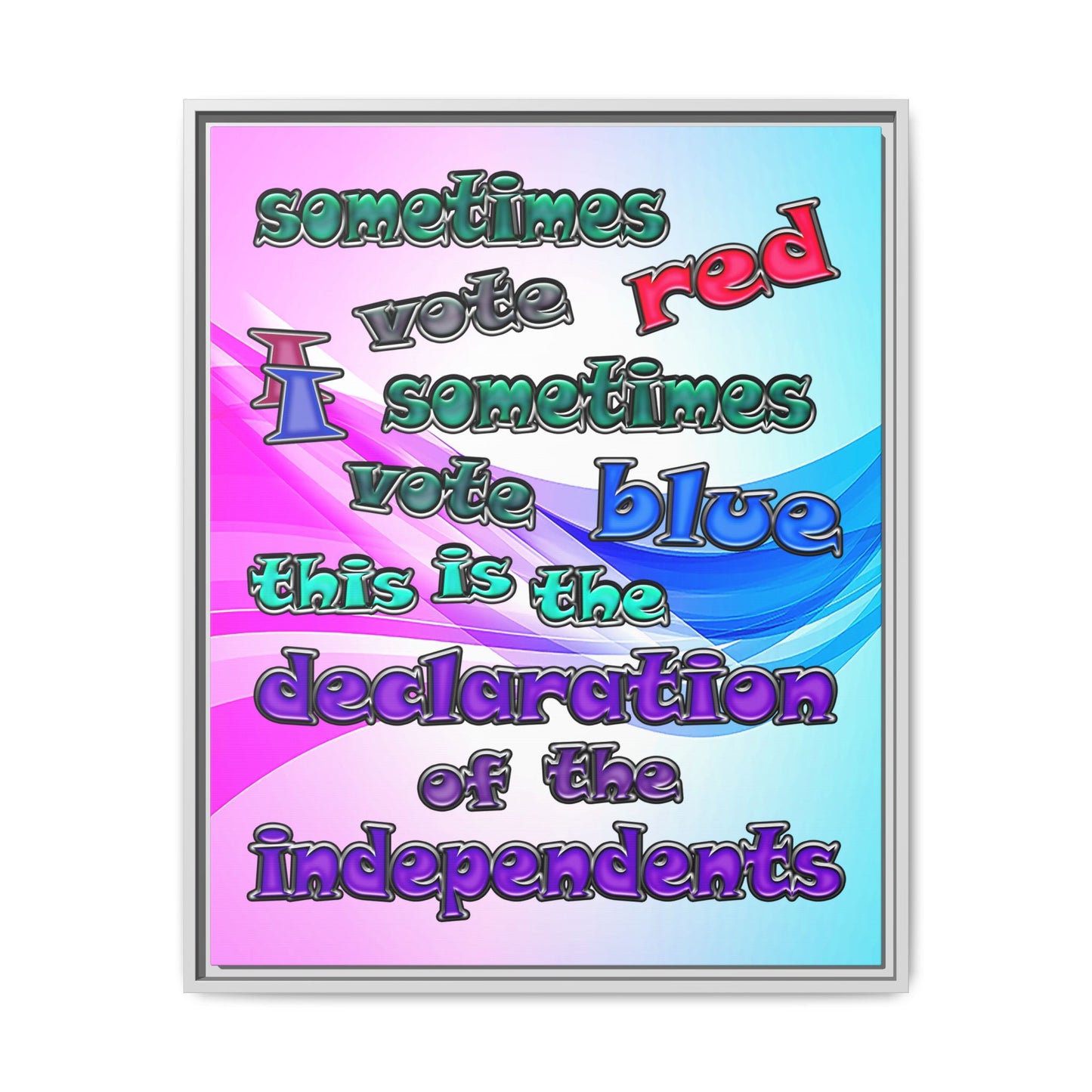 declaration of the independents - framed canvas art (light blue-pink wave)
