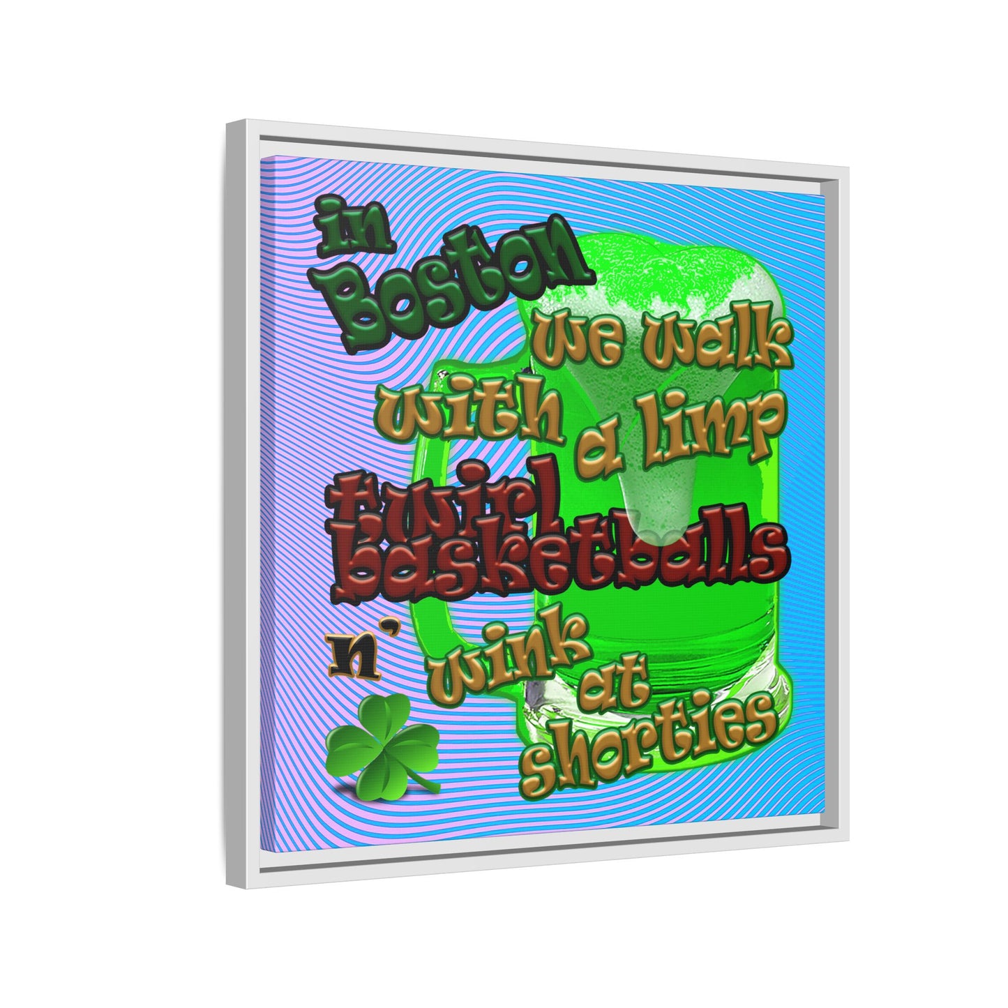 celtics logo - framed canvas art (light blue-purple wave)
