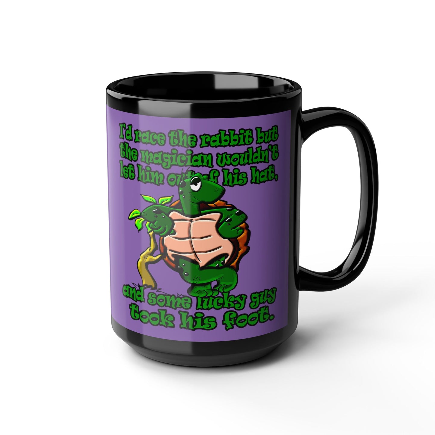 turtle race - Black Mug (light purple)