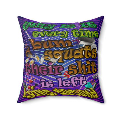 the bum's shit - Faux Suede Square Pillow - (purple wave)