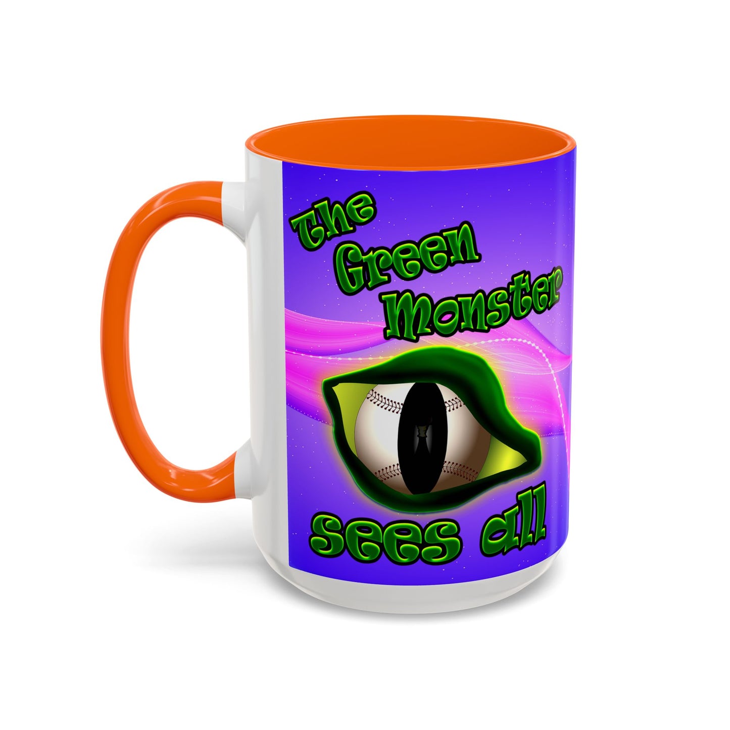 green monster - Accent Mug (purple-pink wave)