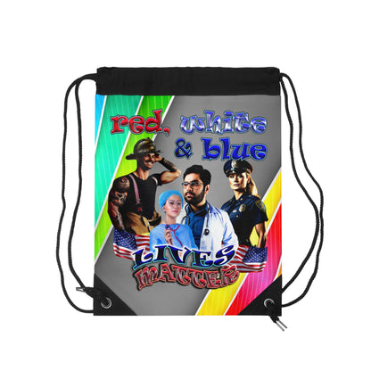 rw&b lives matter - Drawstring Bag (rainbow split)