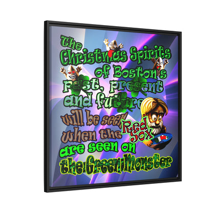 christmas spirits of boston - framed canvas art (grey-pink wave)