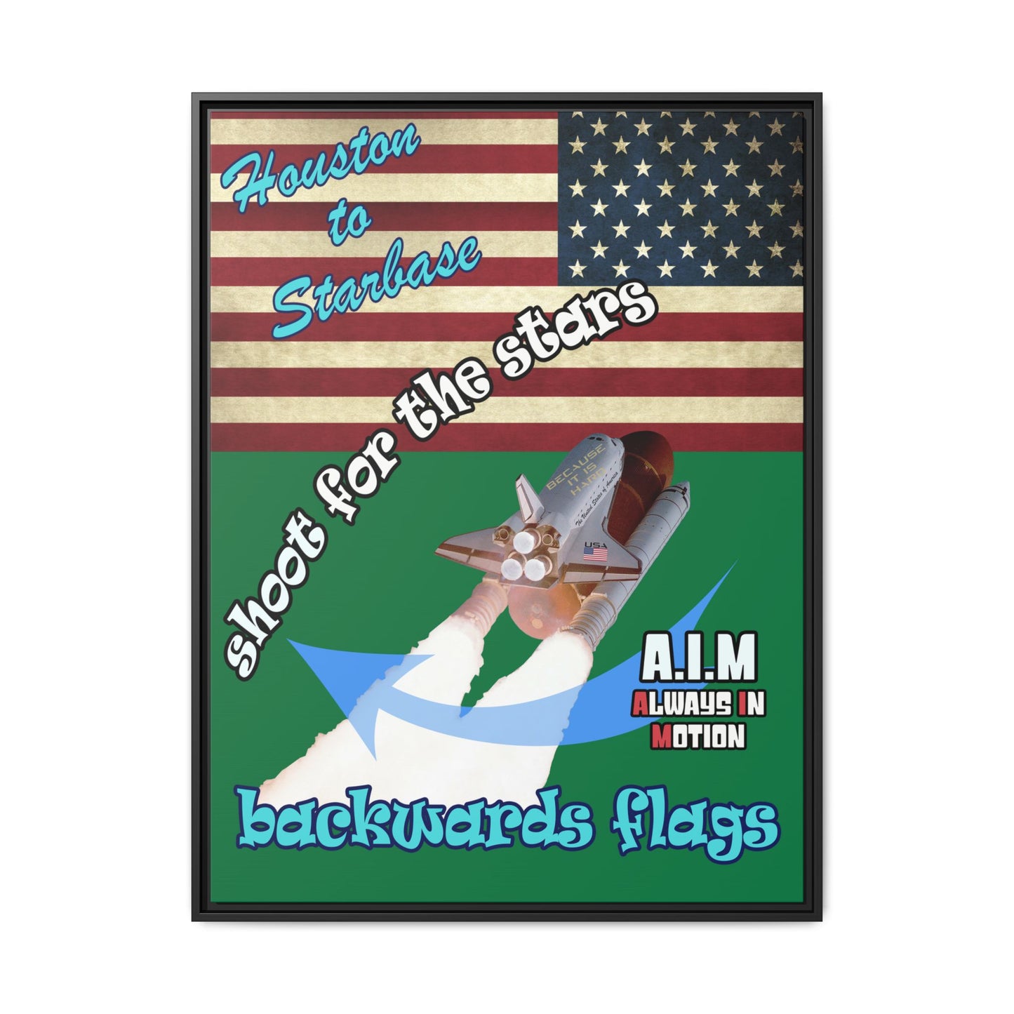 shoot for the stars - framed canvas art (dark green)