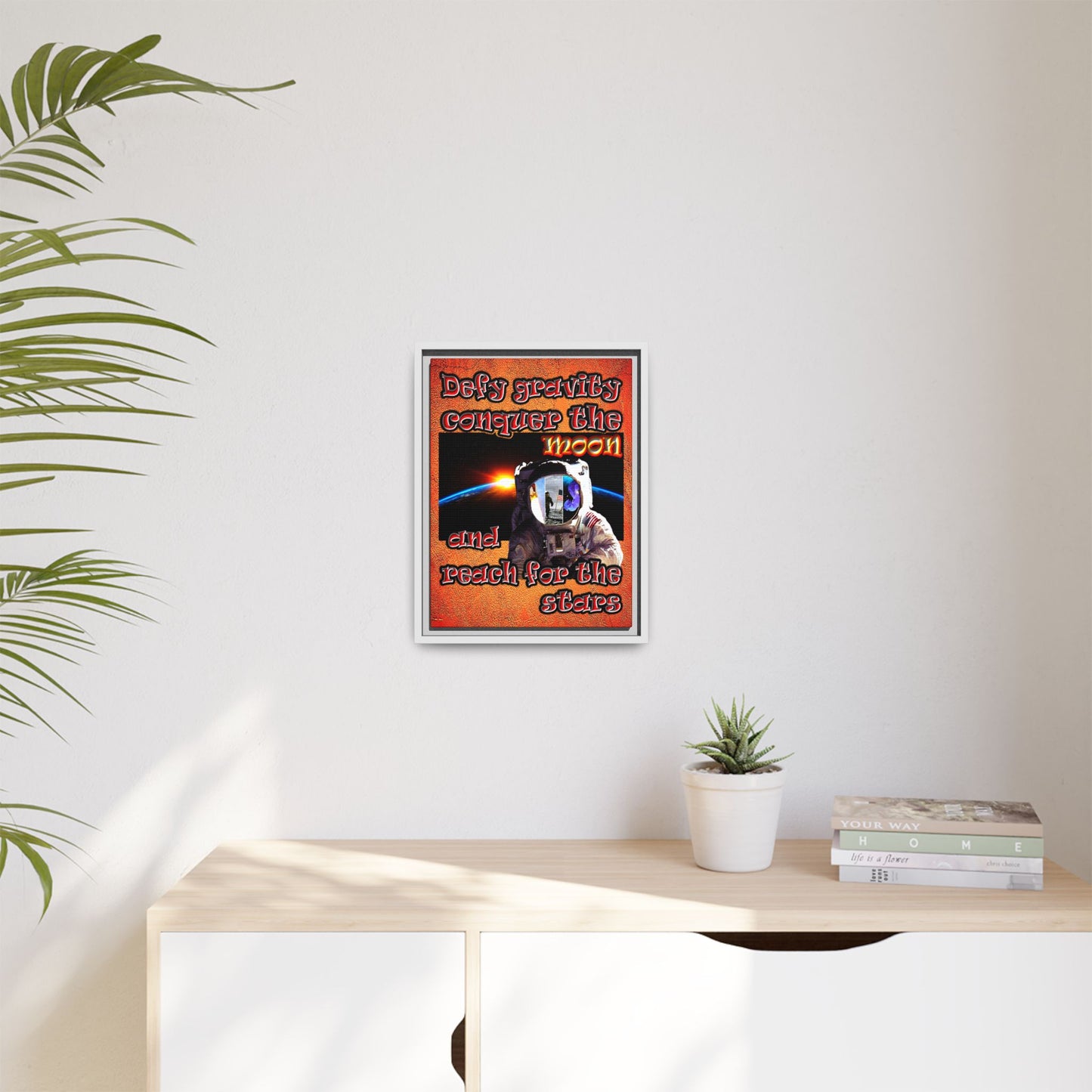defy conquer reach - framed canvas art (burnt orange)