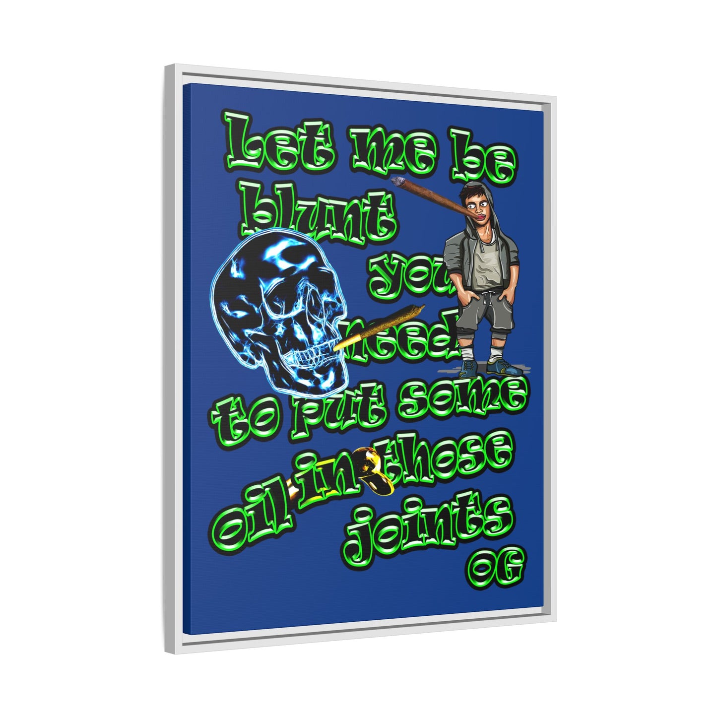 og - framed canvas art (dark blue)