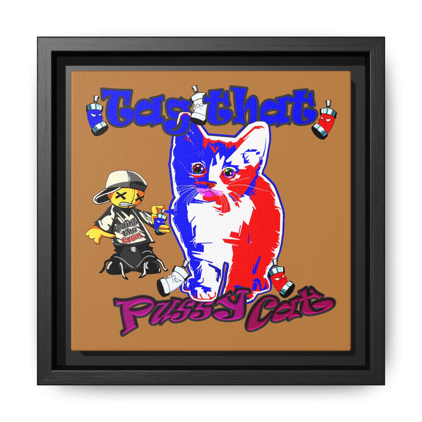 tag that - framed canvas art (light brown)