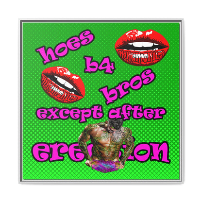 hoes b4 bros - framed canvas art (logo green)