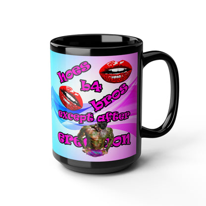 hoes b4 bros - Black Mug (light blue-pink wave)