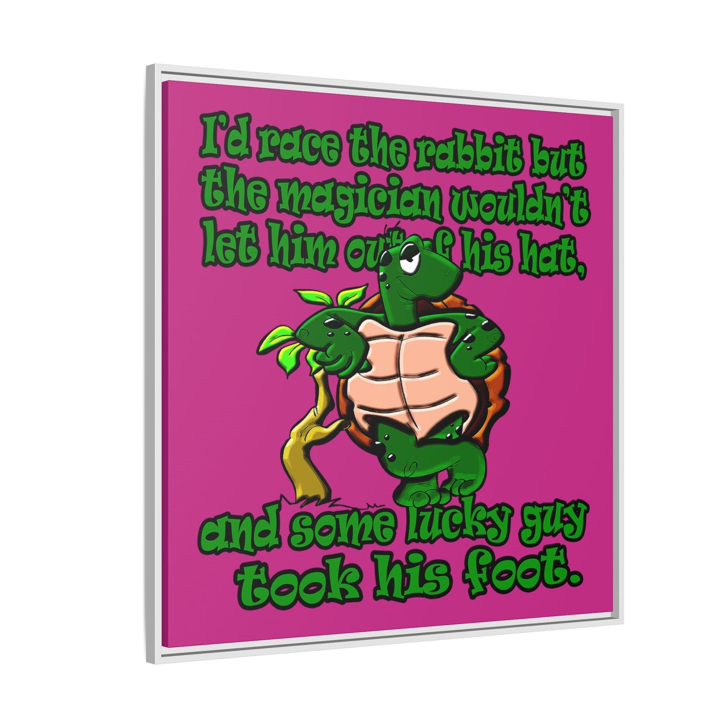 turtle race - framed canvas art (pink)