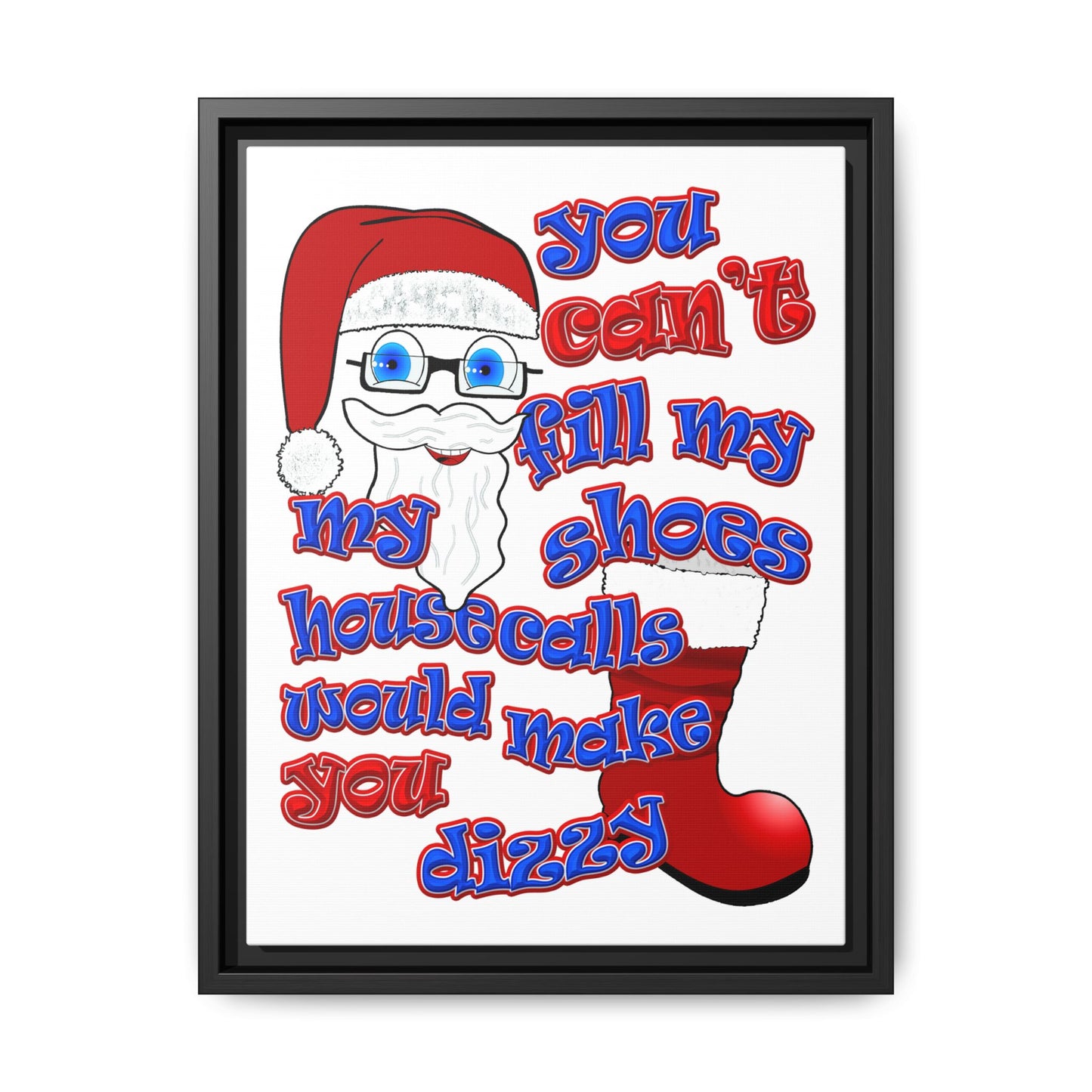 santa's shoes - framed canvas art (white)