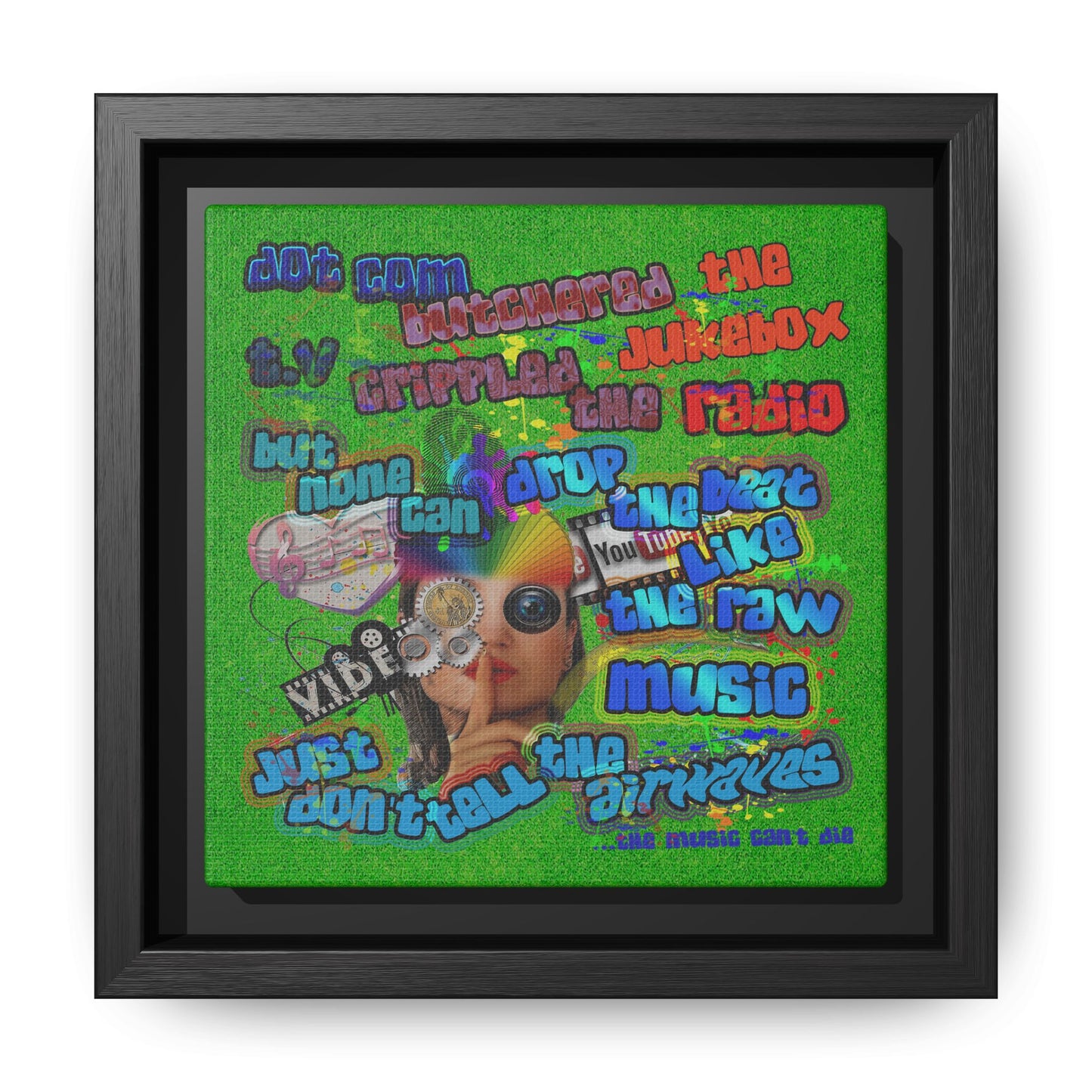 drop the beat - framed canvas art (green turf)