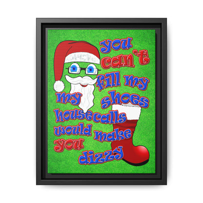 santa's shoes - framed canvas art (green turf)