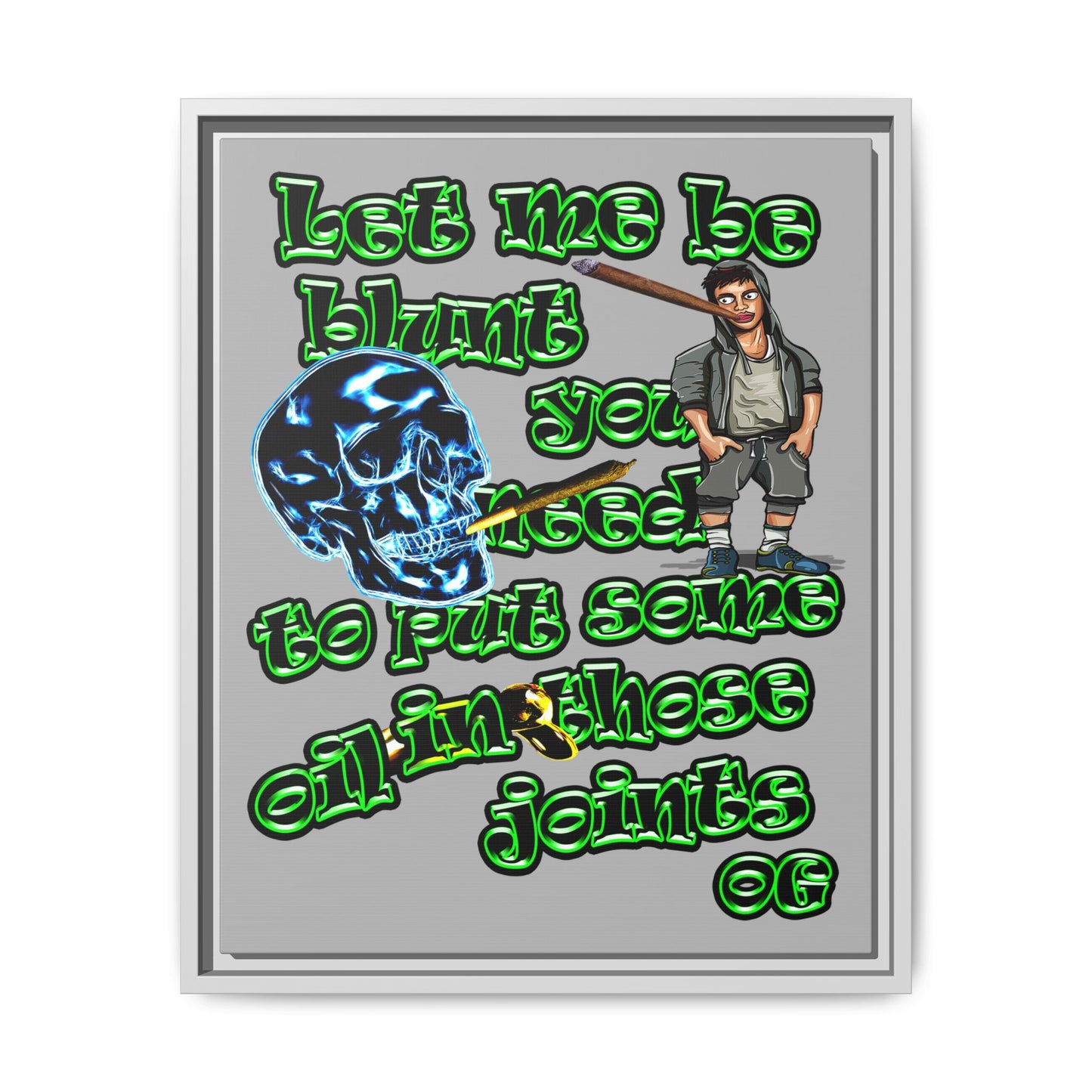 og - framed canvas art (light grey)