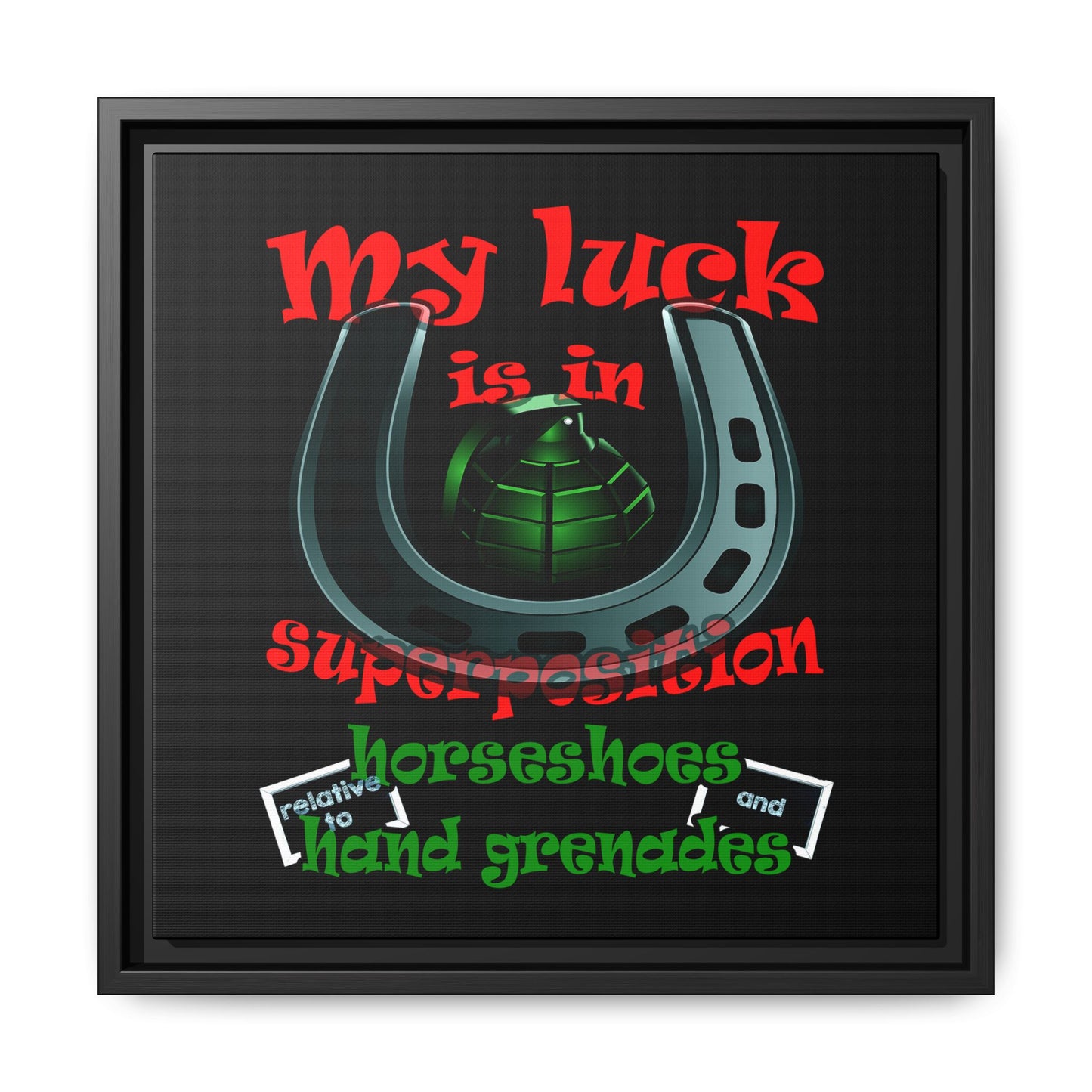 my luck - framed canvas art (black)