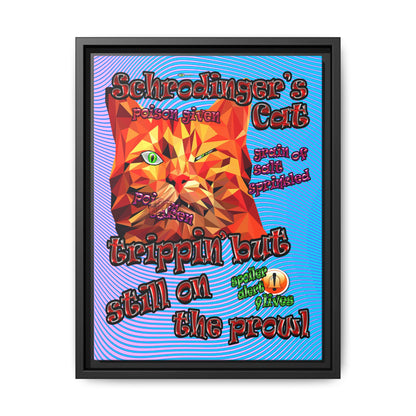 schrodinger's cat - framed canvas art (light blue-purple wave)