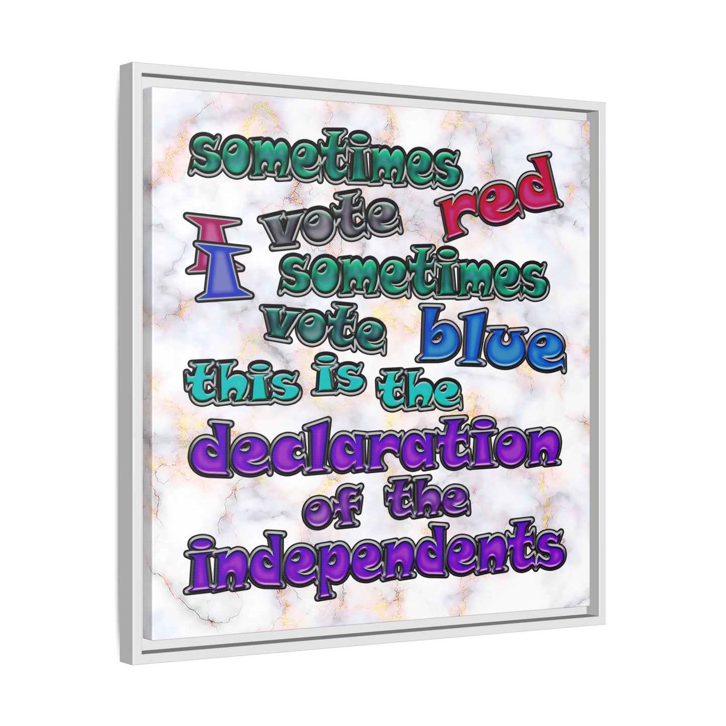 declaration of the independents - framed canvas art (white marble)