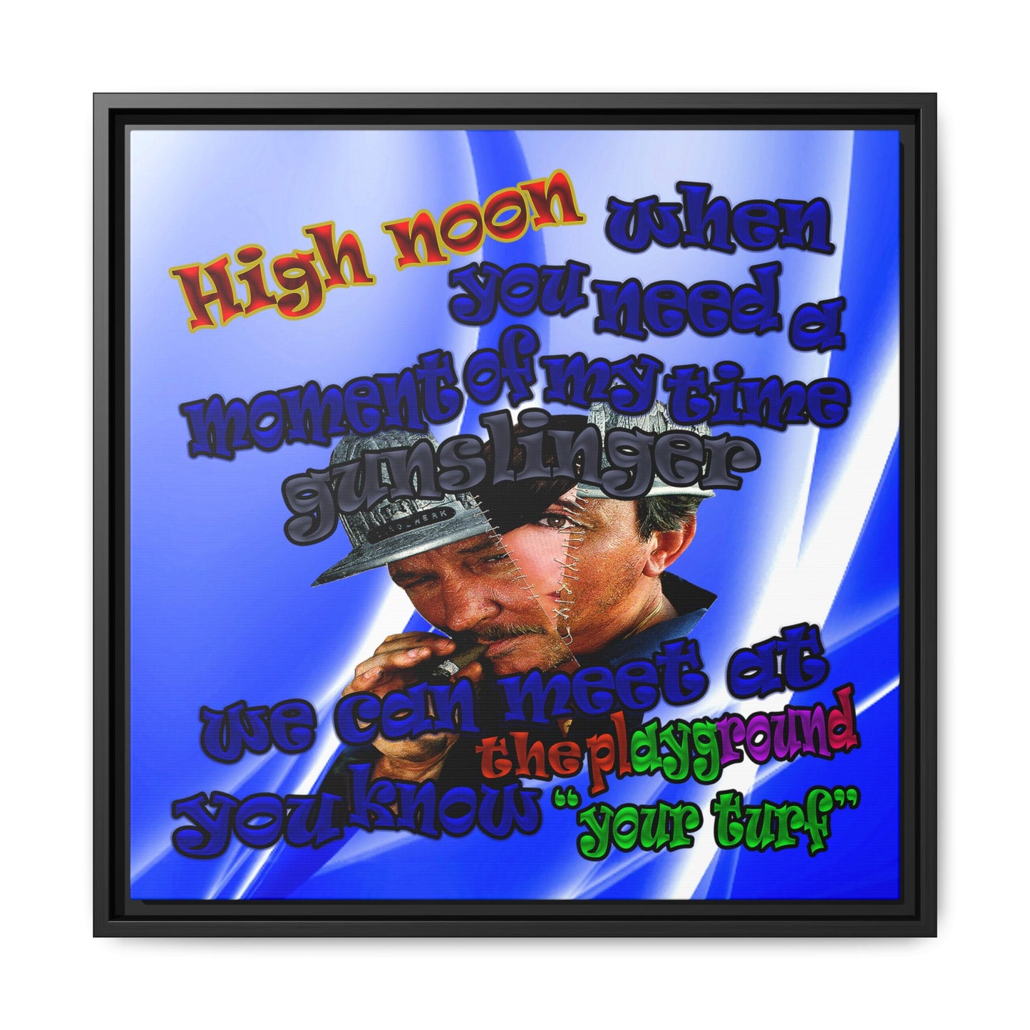 high noon - framed canvas art (blue-white wave)