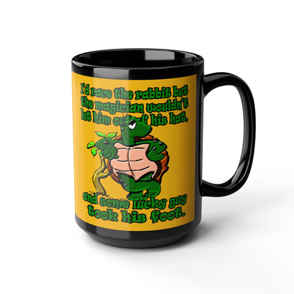 turtle race - Black Mug (yellow)