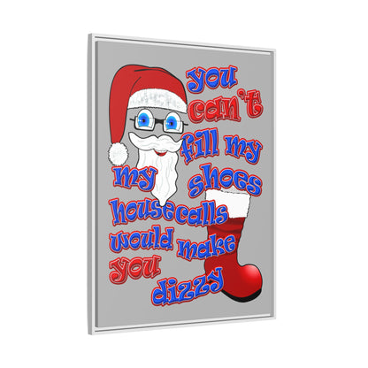 santa's shoes - framed canvas art (light grey)