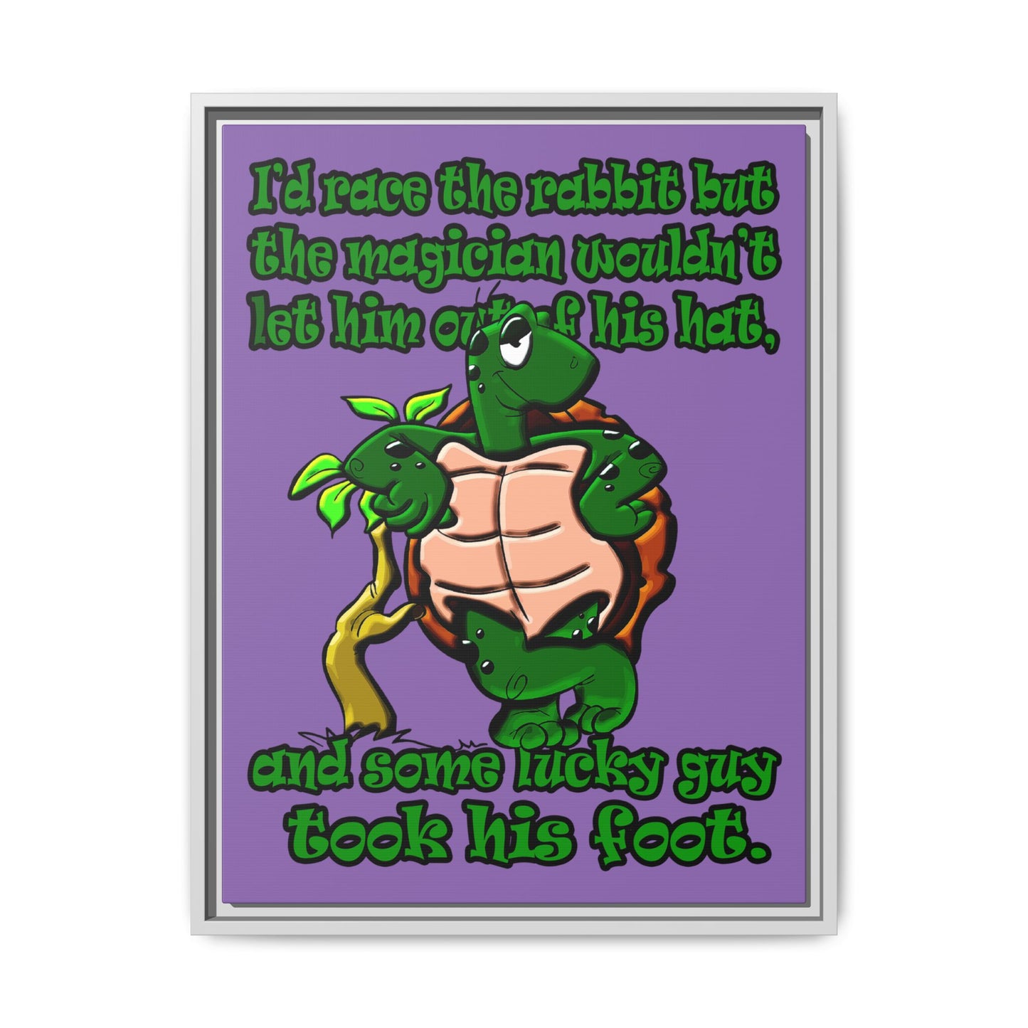 turtle race - framed canvas art (light purple)