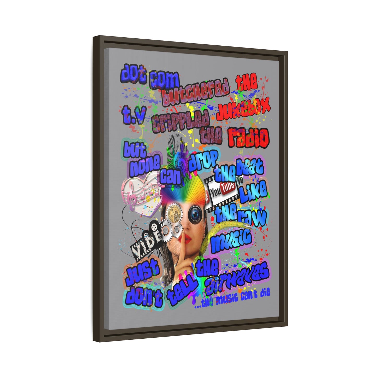drop the beat - framed canvas art (grey)