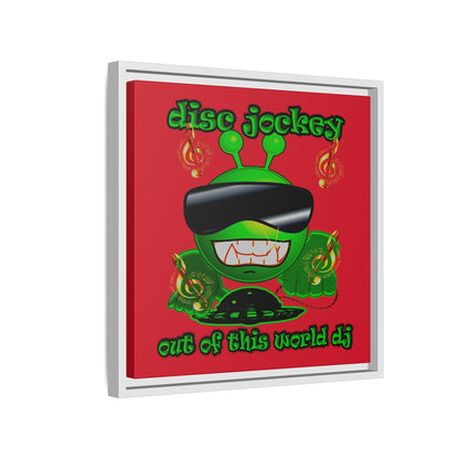 disc jockey - framed canvas art (dark red)