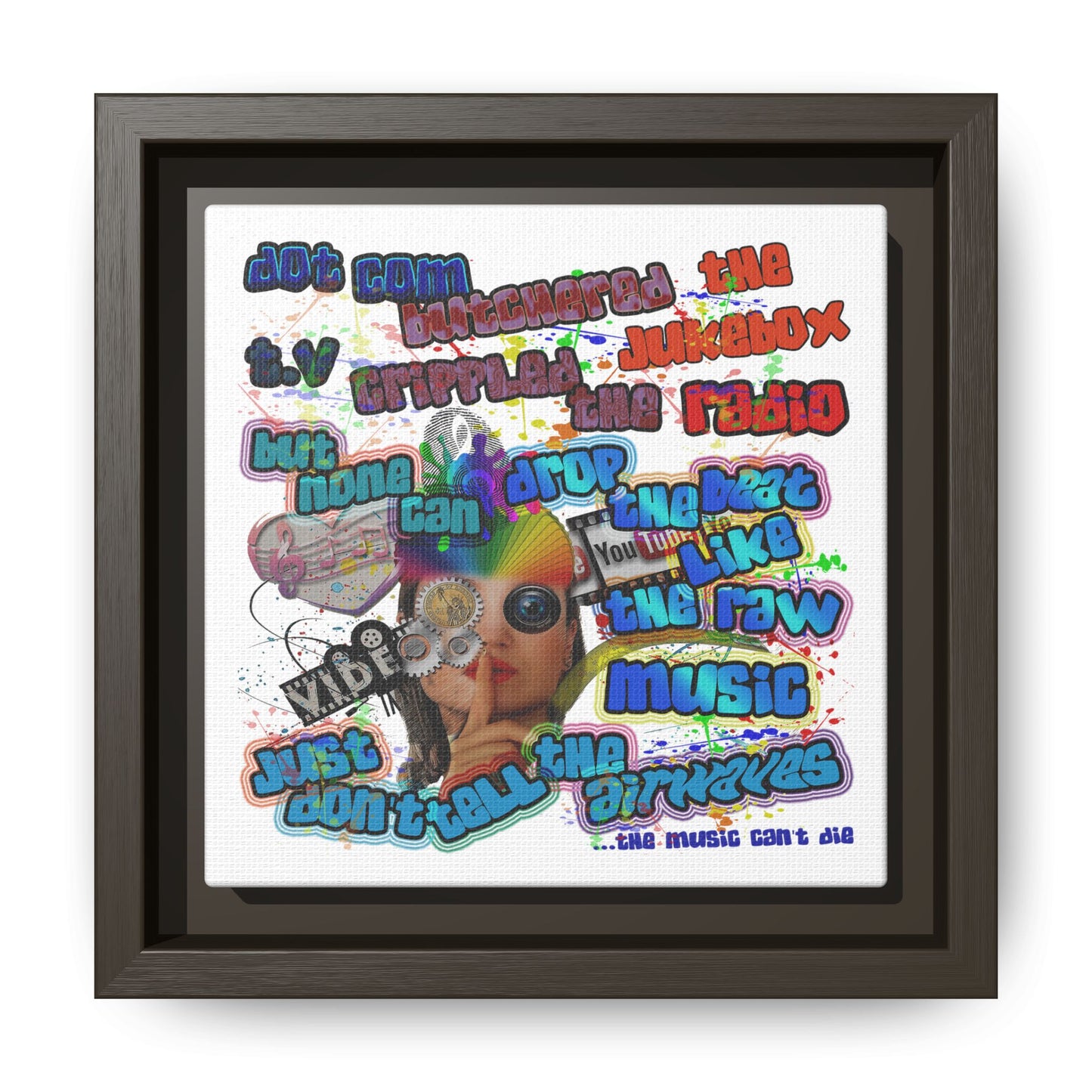 drop the beat - framed canvas art (white)