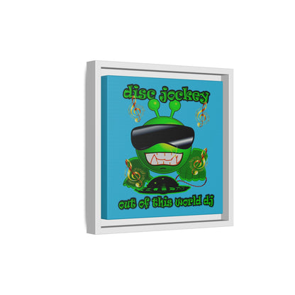 disc jockey - framed canvas art (turquoise)