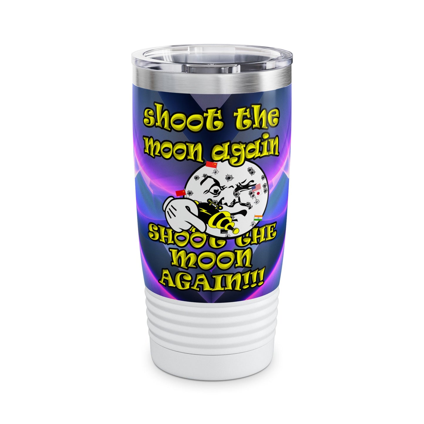 shoot the moon again - Ringneck Tumbler, 20oz (grey-pink wave)