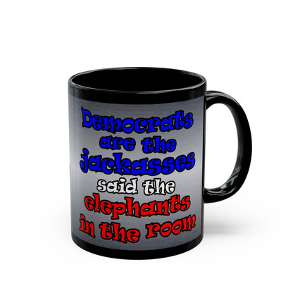 donkeys and elephants - Black Mug (brushed nickel)