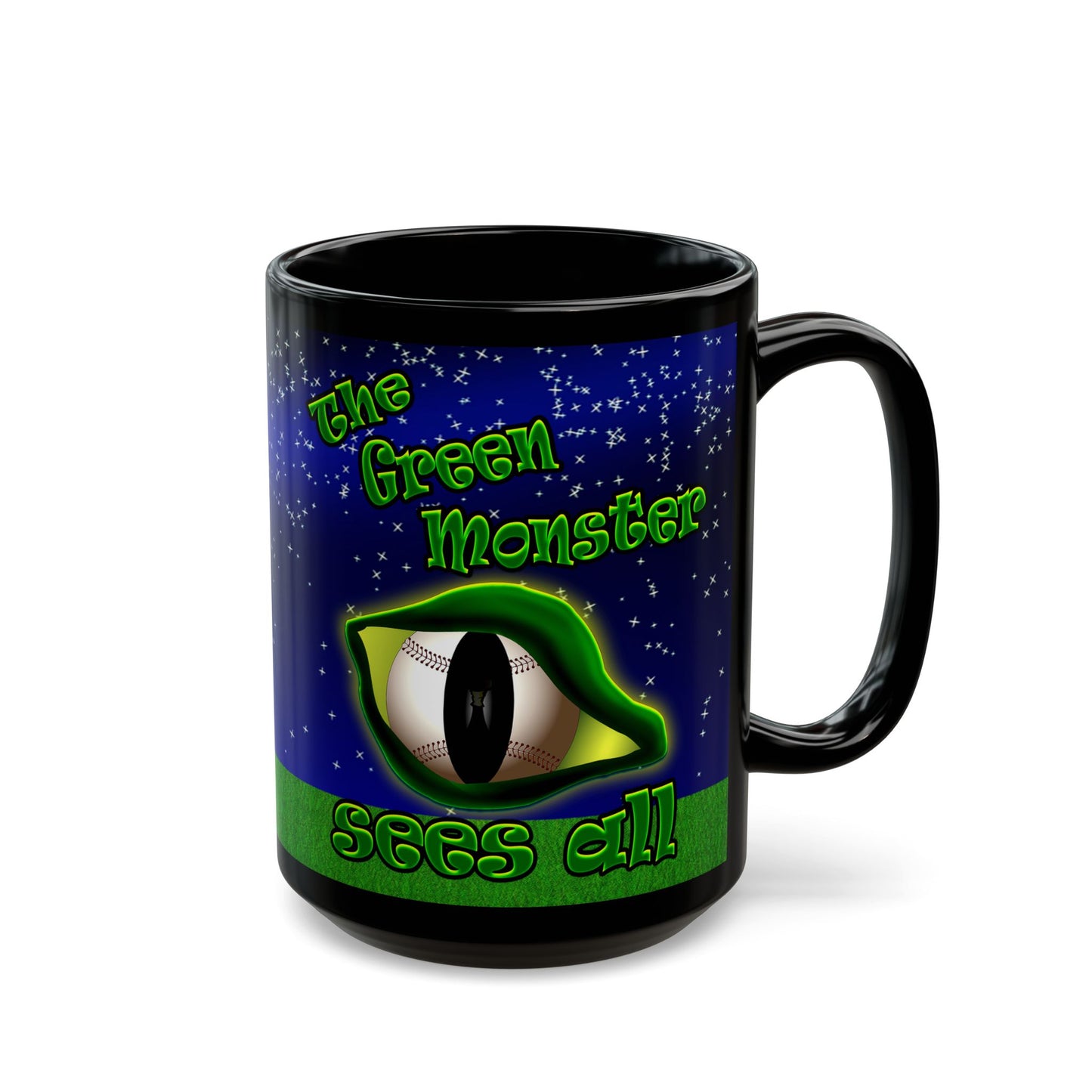 green monster - Black Mug ('snoops' background)