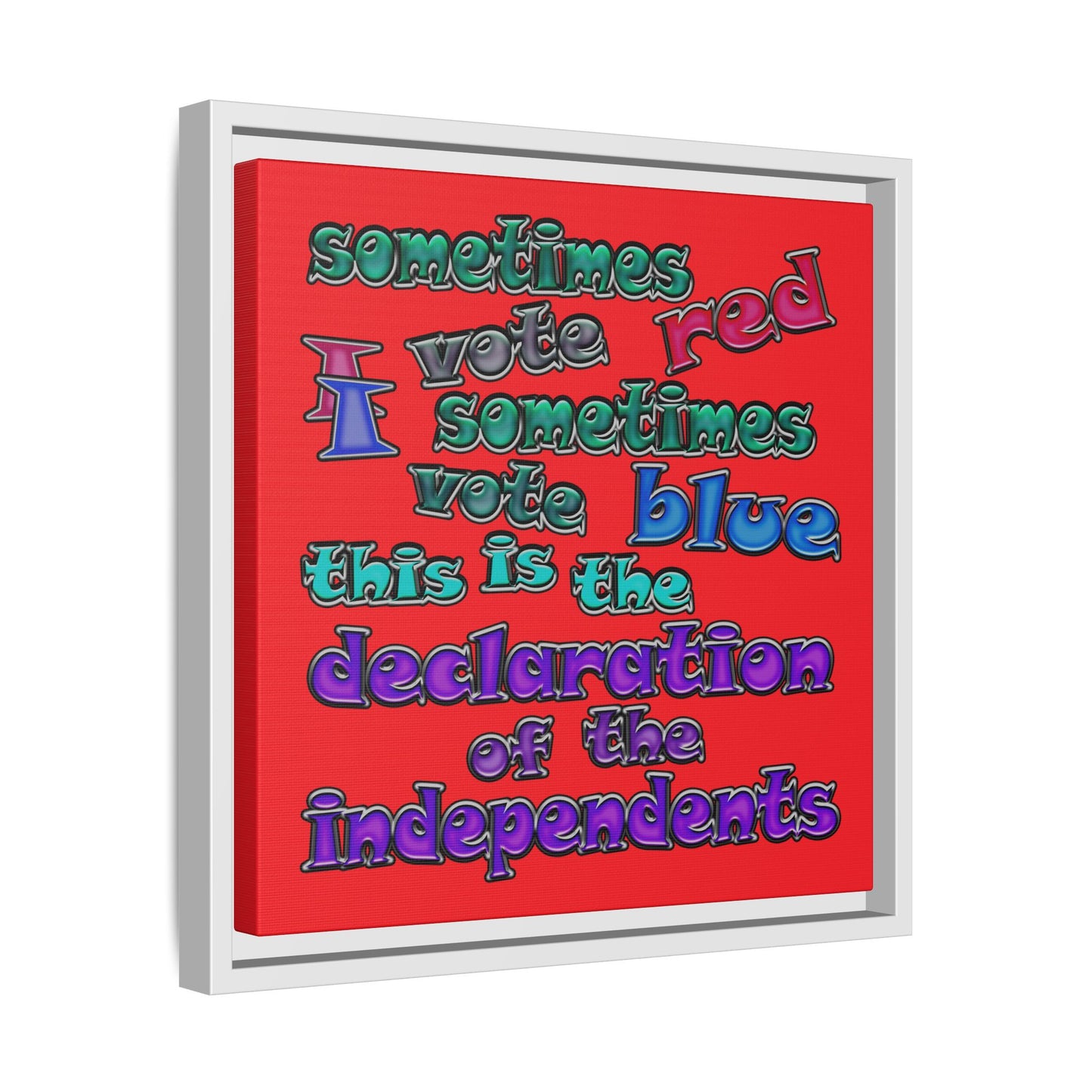 declaration of the independents - framed canvas art (red)